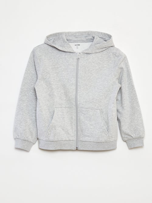 Plain hooded zip-up sweatshirt - Kiabi