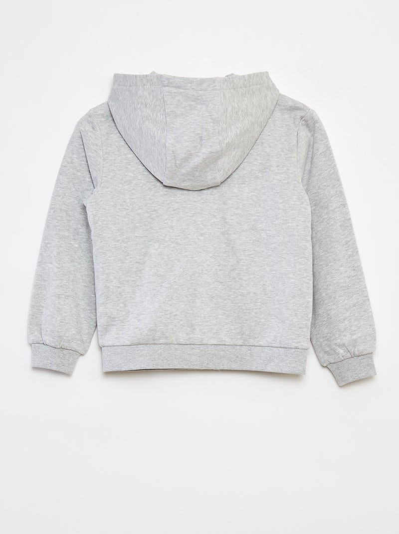 Plain hooded zip-up sweatshirt Grey - Kiabi