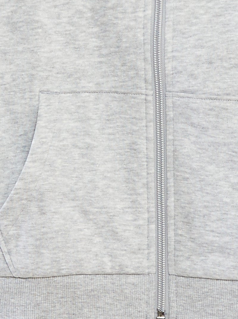 Plain hooded zip-up sweatshirt Grey - Kiabi
