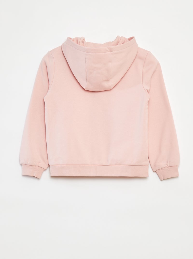 Plain hooded zip-up sweatshirt Pink - Kiabi