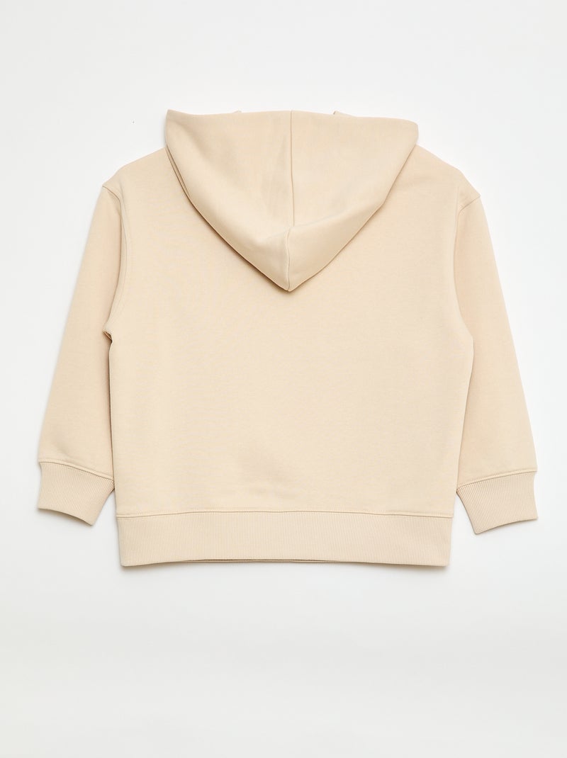 Plain Hoodie with Kangaroo Pocket Beige - Kiabi