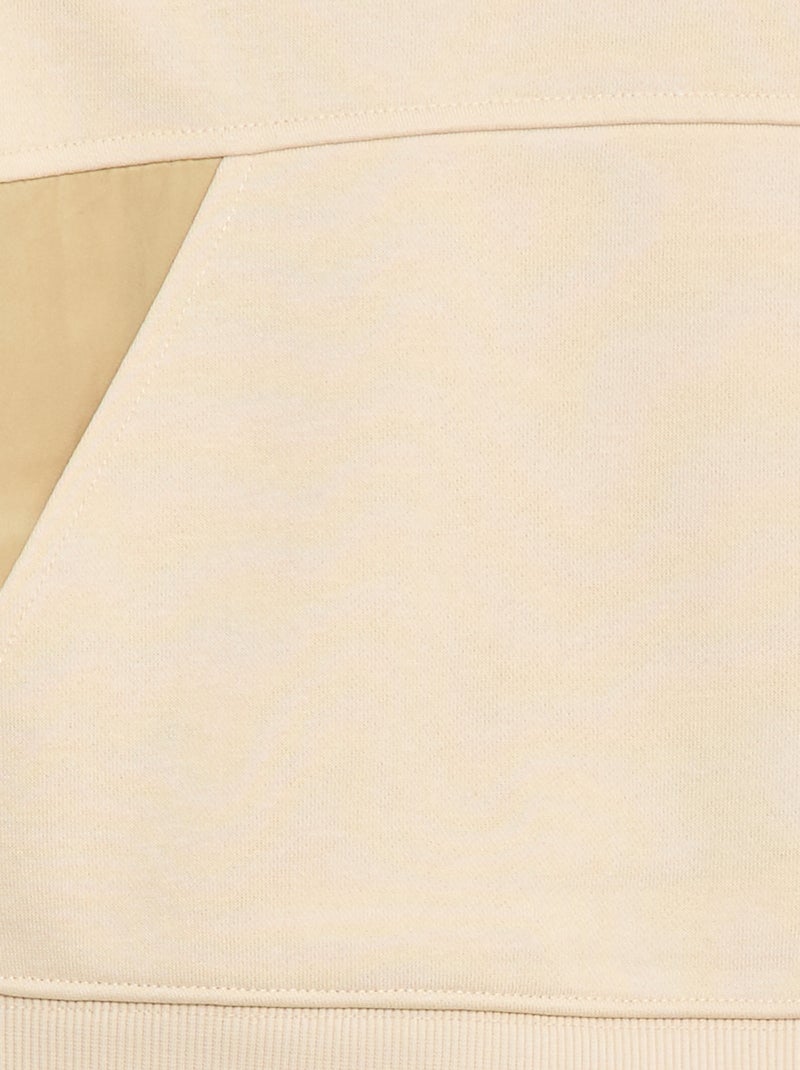 Plain Hoodie with Kangaroo Pocket Beige - Kiabi