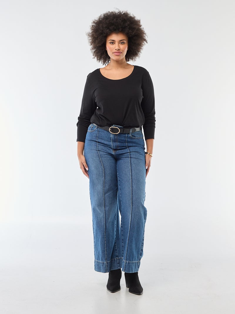 Plain Jersey Long-Sleeve T-shirt black - Kiabi
