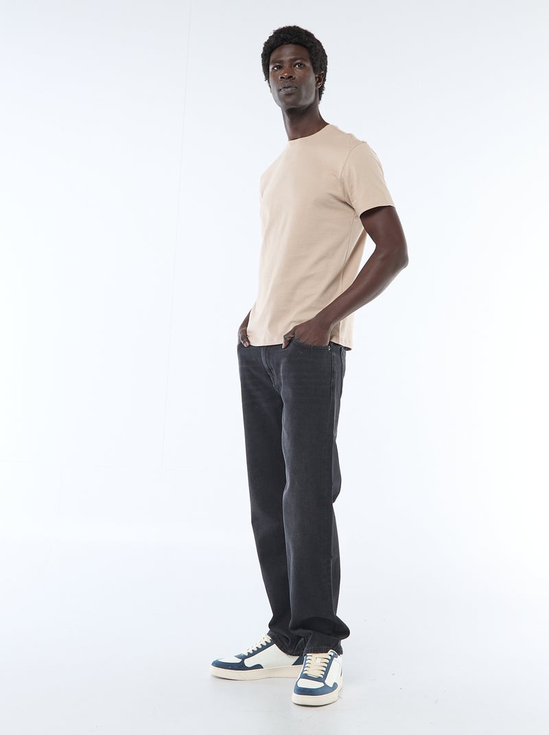 Plain jersey straight T-shirt Beige - Kiabi