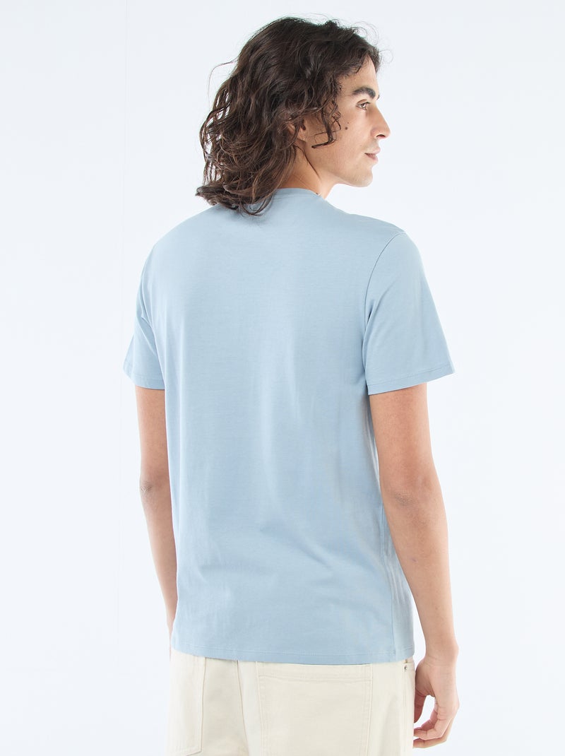 Plain jersey straight T-shirt Blue - Kiabi