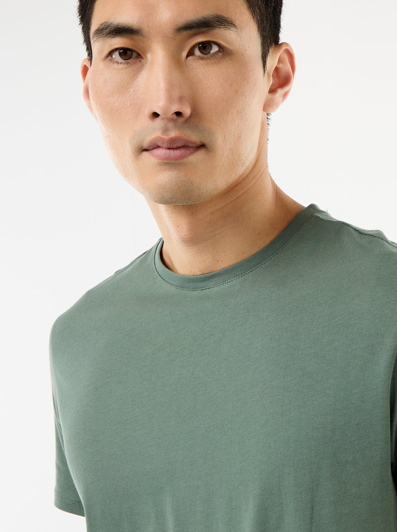 Plain jersey straight T-shirt Green - Kiabi