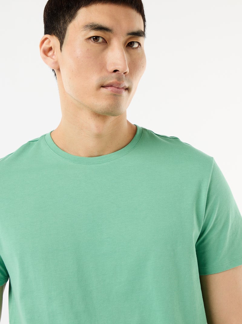 Plain jersey straight T-shirt Green - Kiabi