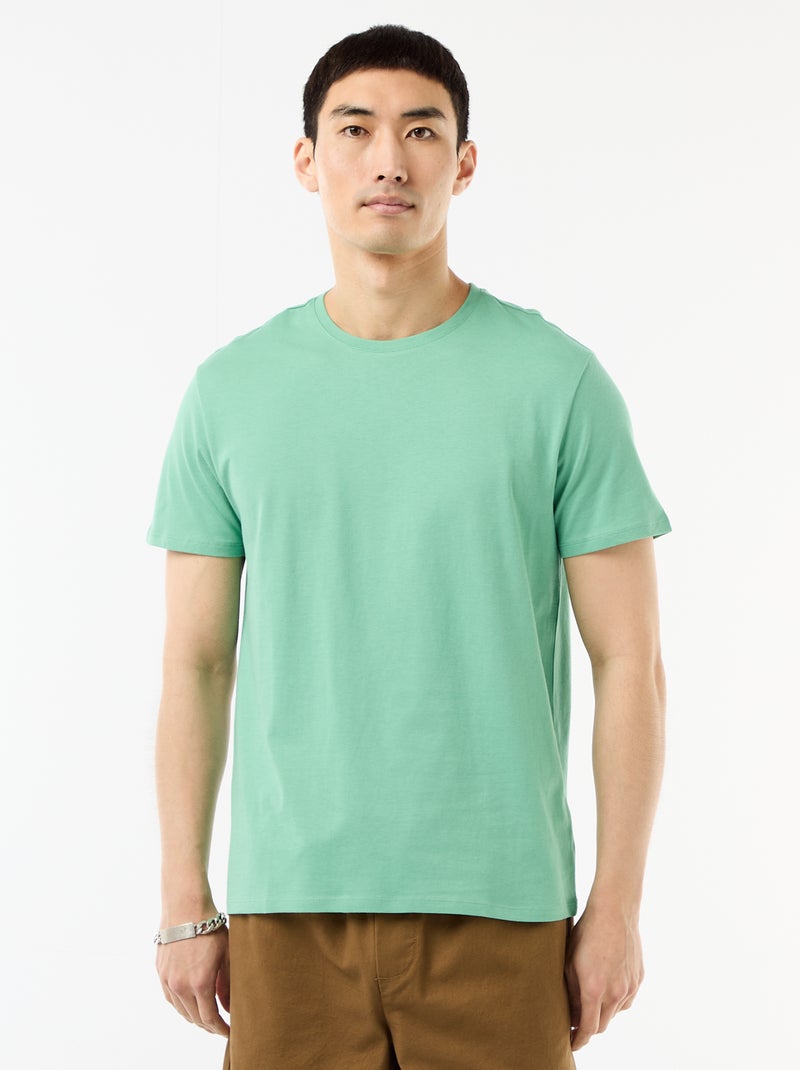 Plain jersey straight T-shirt Green - Kiabi