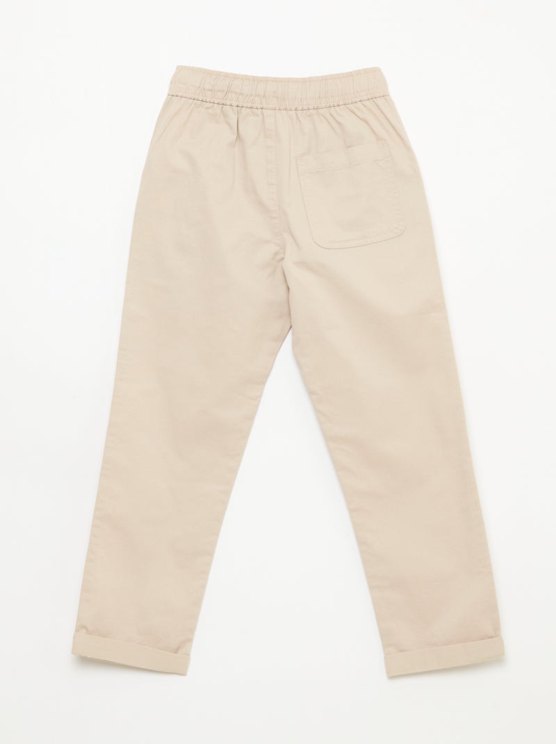 Plain Joggers with Cuffed Hems Beige - Kiabi