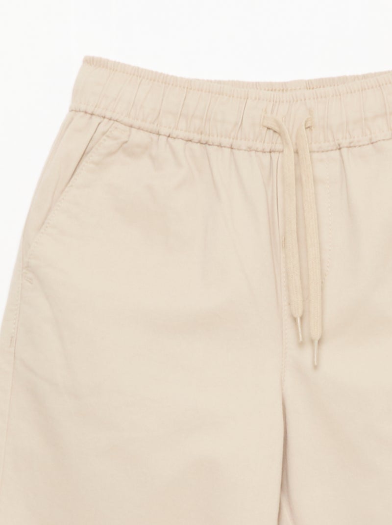 Plain Joggers with Cuffed Hems Beige - Kiabi
