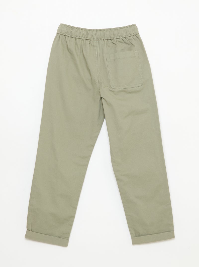 Plain Joggers with Cuffed Hems Green - Kiabi