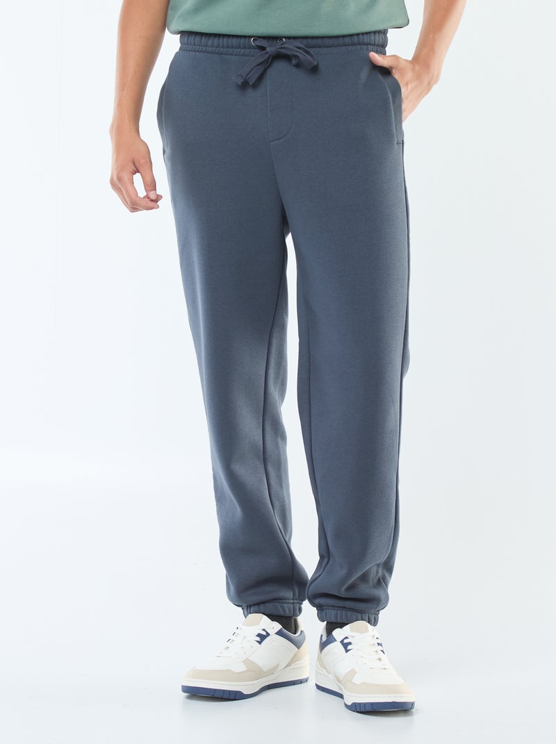 Plain joggers with drawstrings at the waist Blue - Kiabi