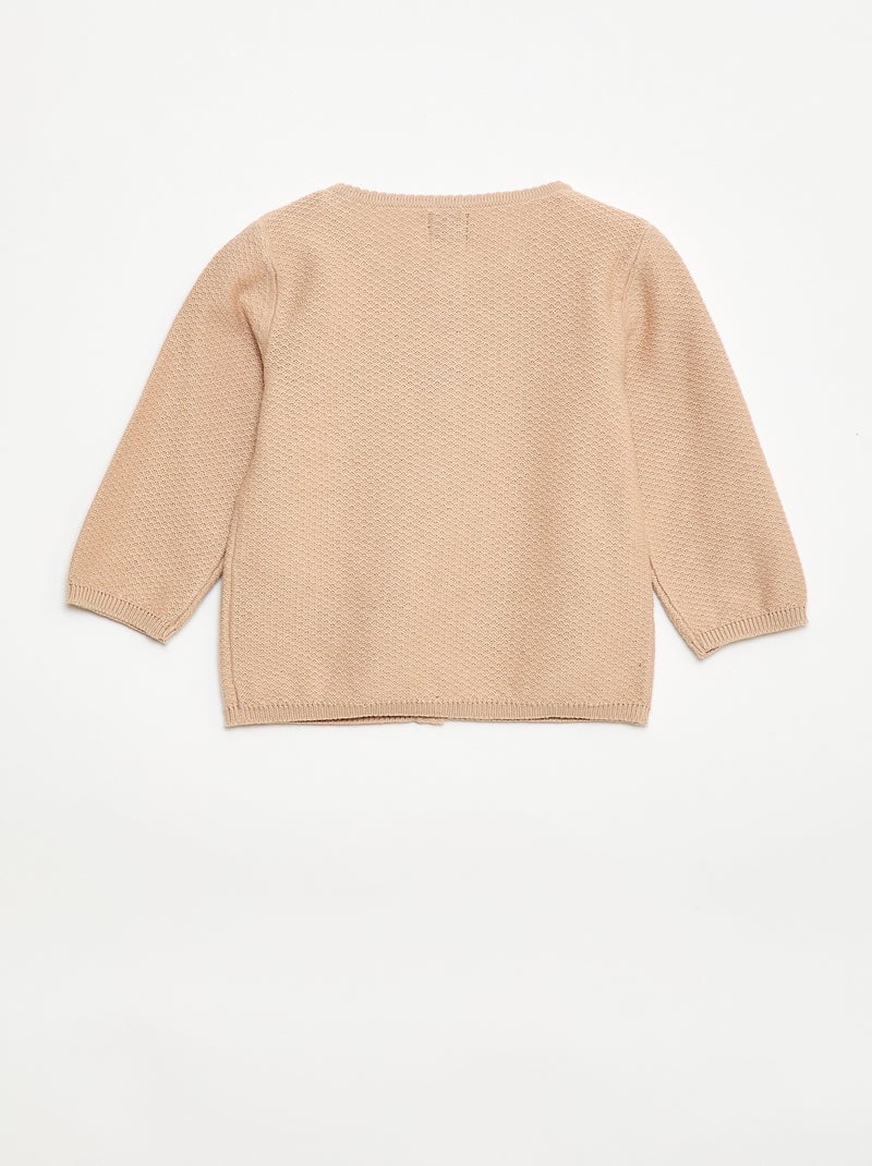 Plain Knit Cardigan Beige - Kiabi