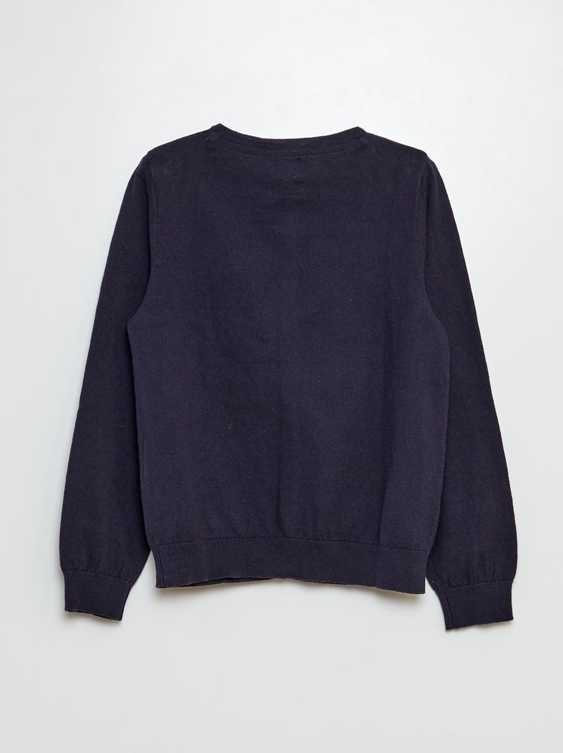 Plain knit cardigan blue - Kiabi