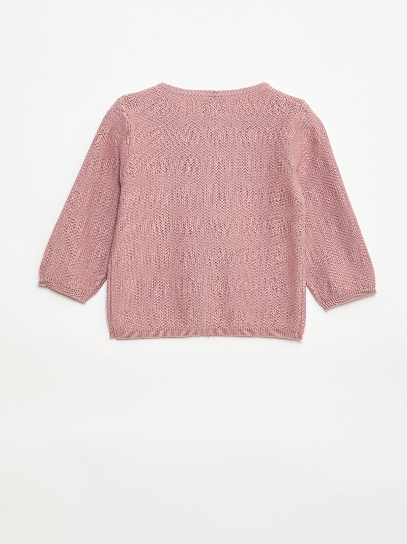 Plain Knit Cardigan Pink - Kiabi