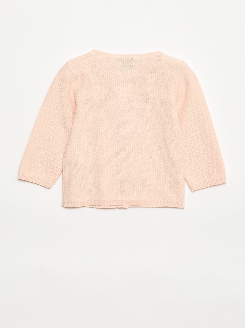 Plain Knit Cardigan Pink - Kiabi