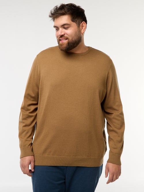 Plain knit crew neck sweater - Kiabi