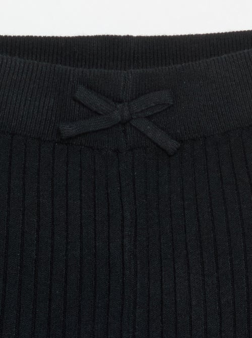 Plain knit leggings with waist tie - Kiabi