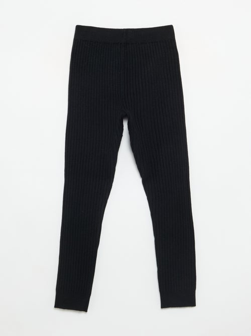 Plain knit leggings with waist tie - Kiabi