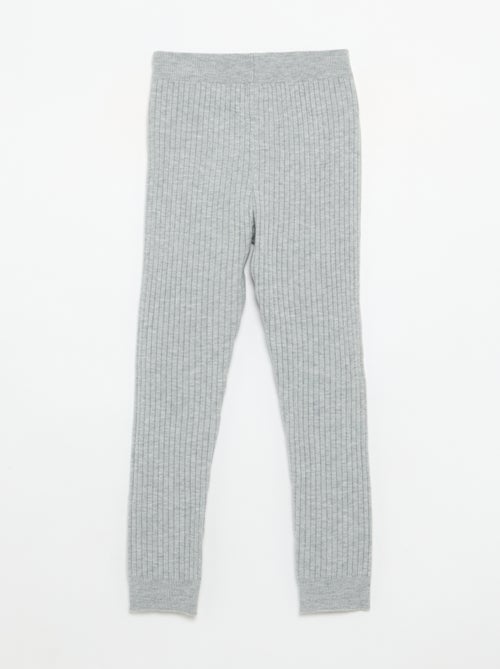 Plain knit leggings with waist tie - Kiabi
