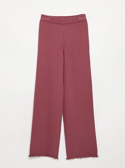 Plain knit straight-leg trousers - Kiabi