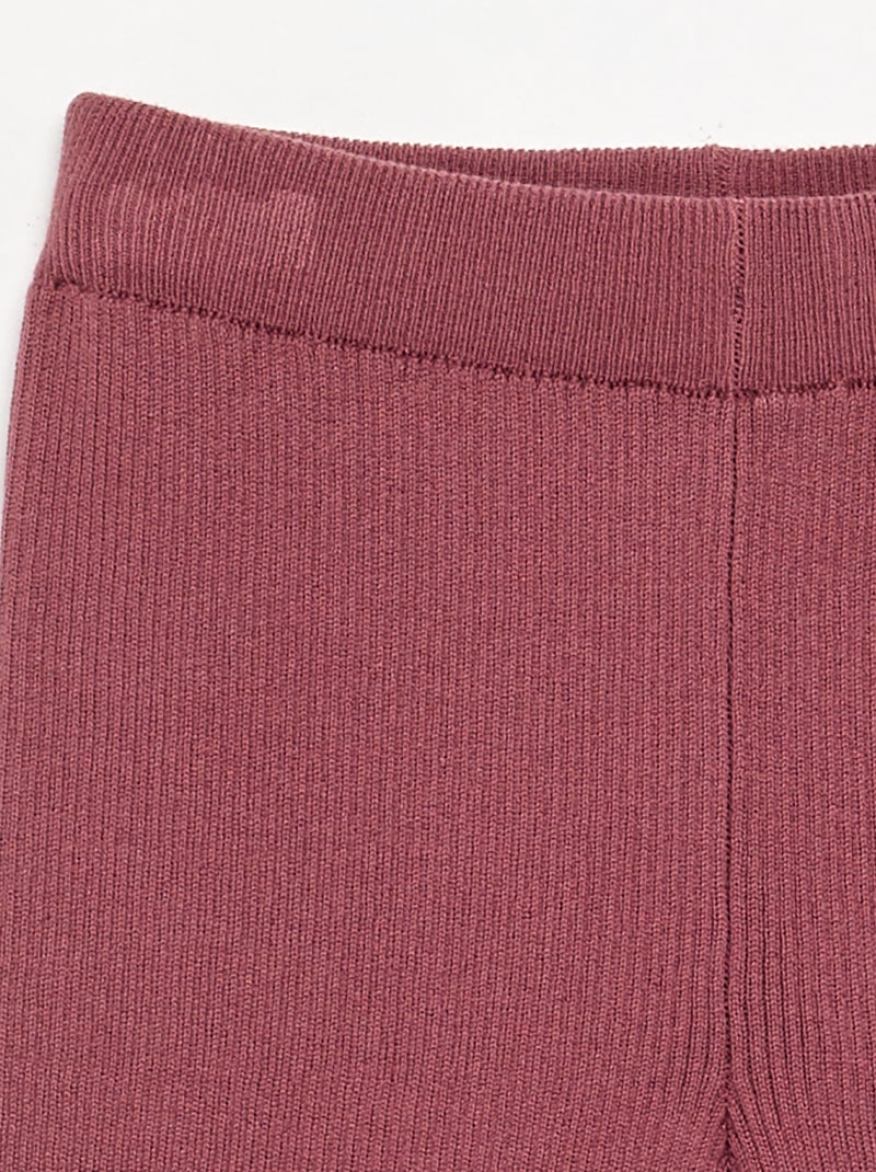 Plain knit straight-leg trousers Pink - Kiabi