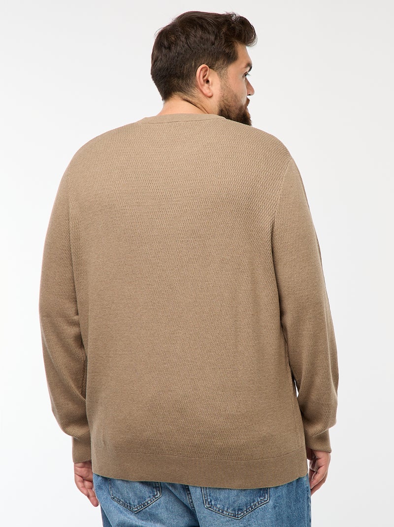 Plain knit sweater Brown - Kiabi