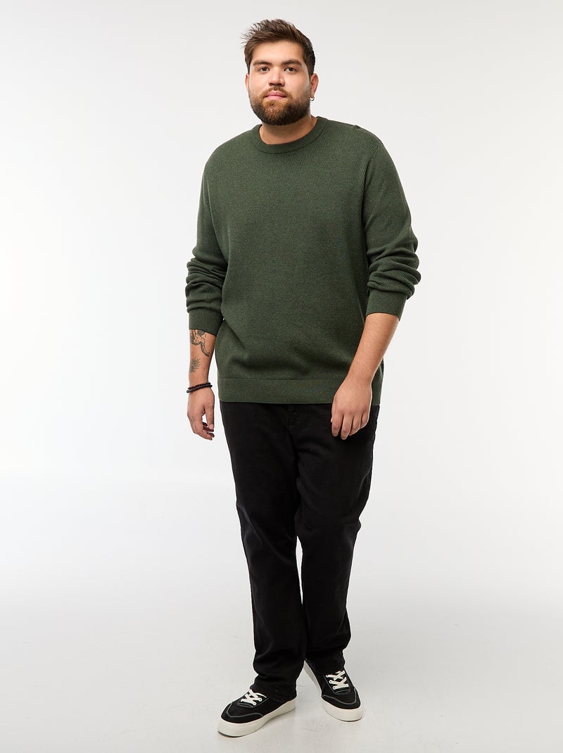 Plain knit sweater Khaki - Kiabi