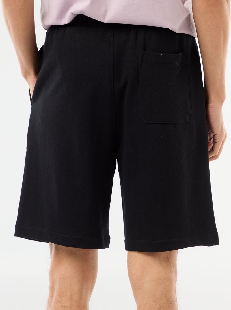 Plain Lightweight Fleece Bermuda Shorts Black - Kiabi