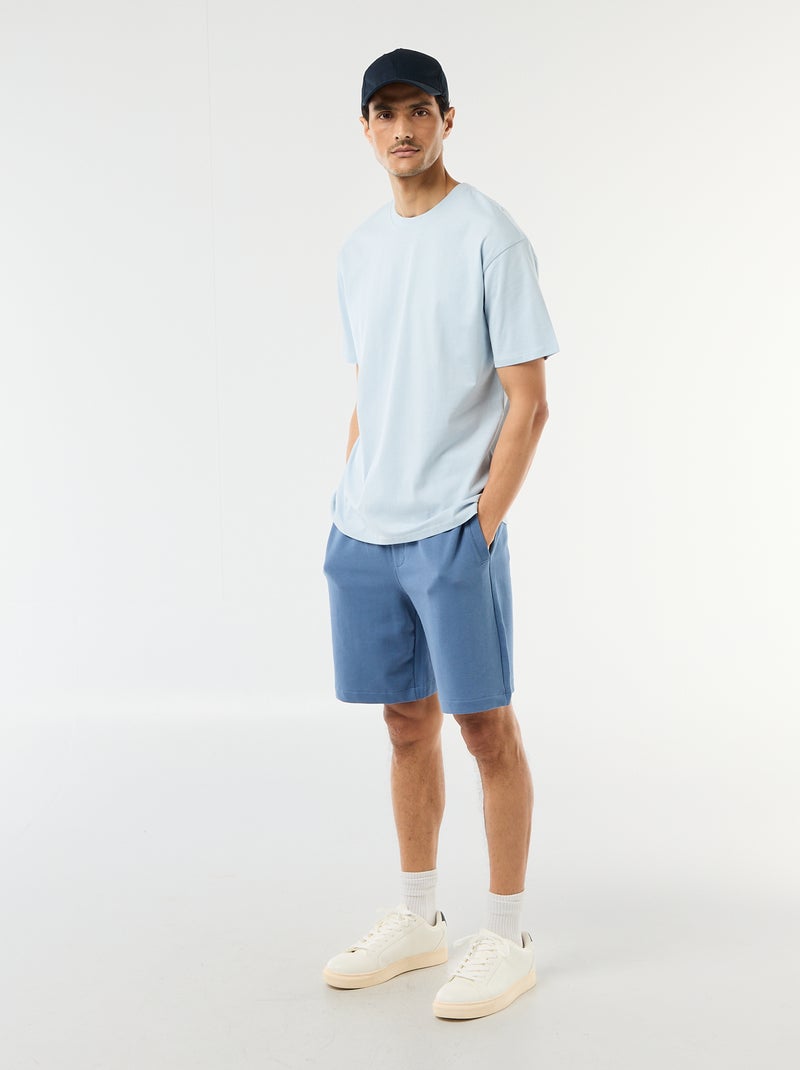 Plain Lightweight French Terry Bermuda Shorts Blue - Kiabi