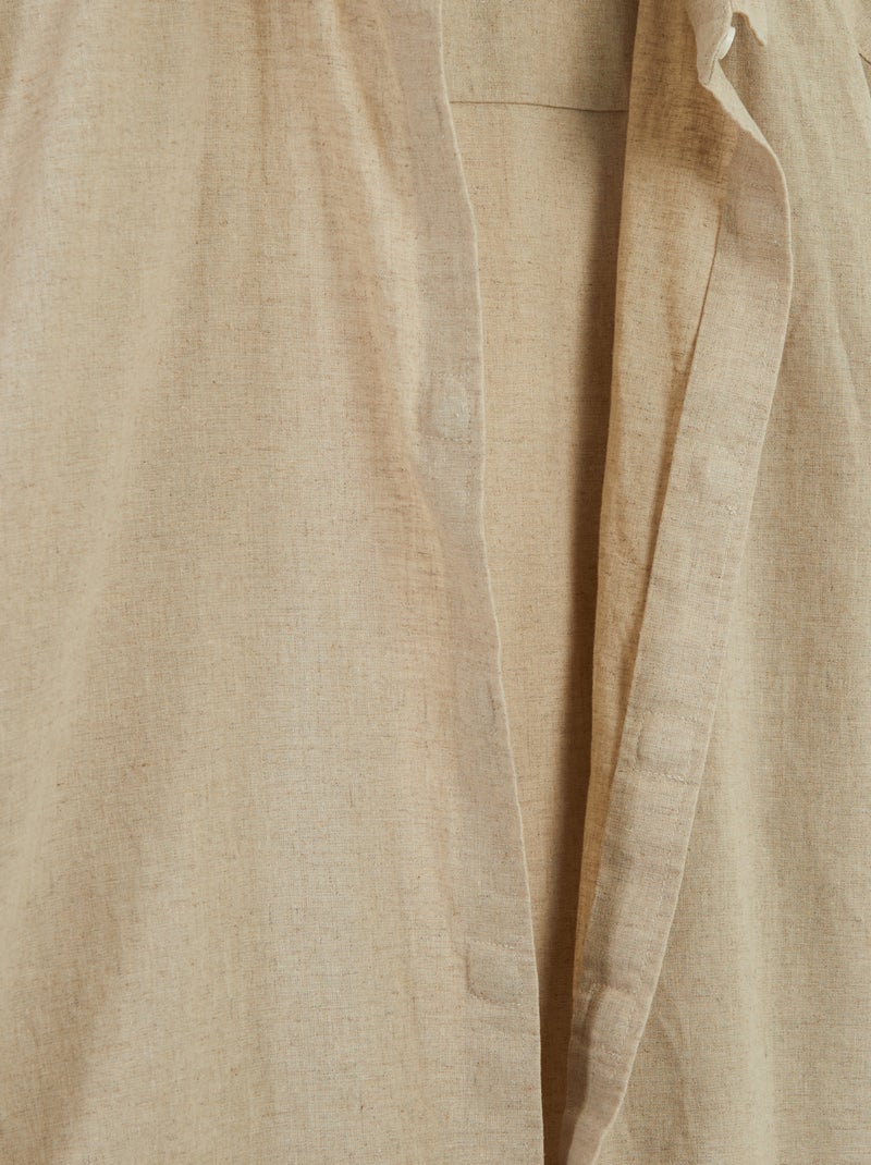 Plain Linen Blend Short-Sleeved Shirt - Easy-Wear Collection WHITE - Kiabi