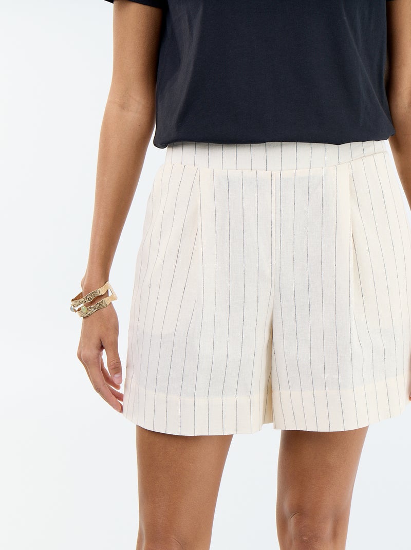 Plain linen blend shorts Beige - Kiabi