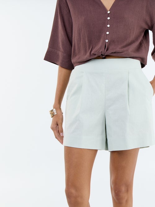 Plain linen blend shorts - Kiabi