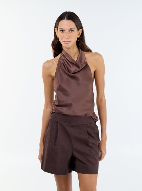 Plain linen blend shorts - Kiabi