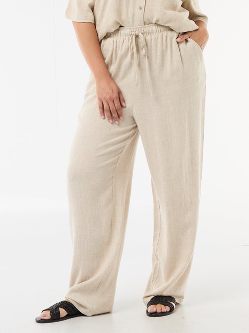 Plain Linen Blend Trousers - Kiabi Plain Linen Blend Trousers - Kiabi