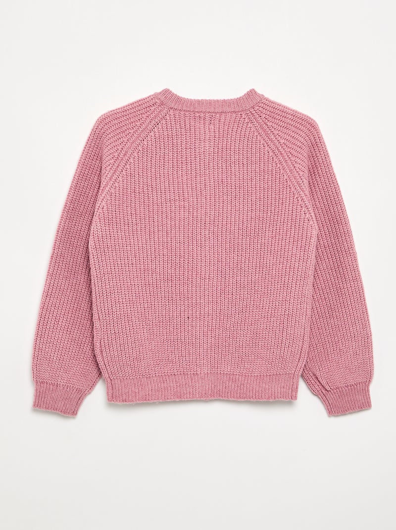 Plain Long-Sleeved Cardigan Pink - Kiabi