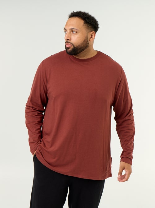 Plain long-sleeved jersey T-shirt - Kiabi Plain long-sleeved jersey T-shirt - Kiabi