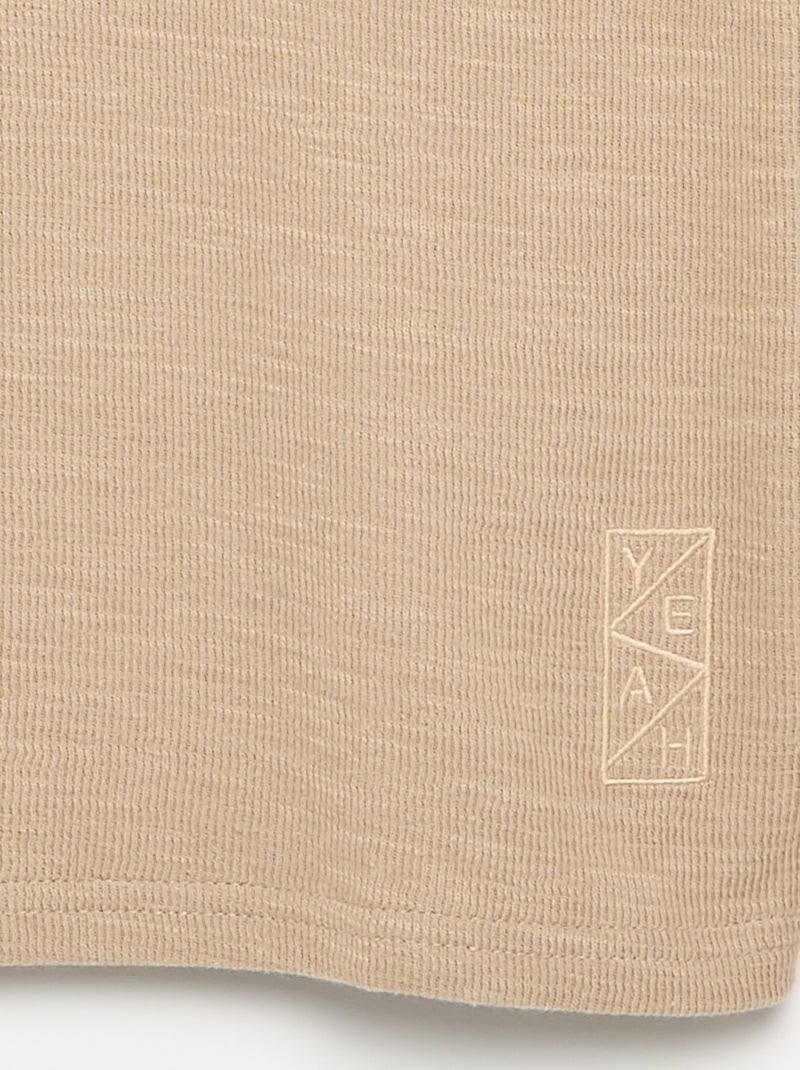 Plain long-sleeved sweater Beige - Kiabi