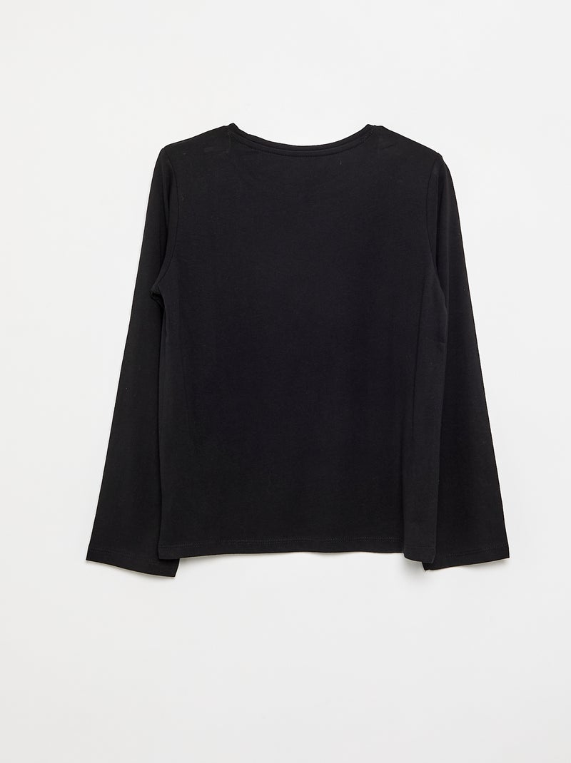 Plain long-sleeved T-shirt Black - Kiabi