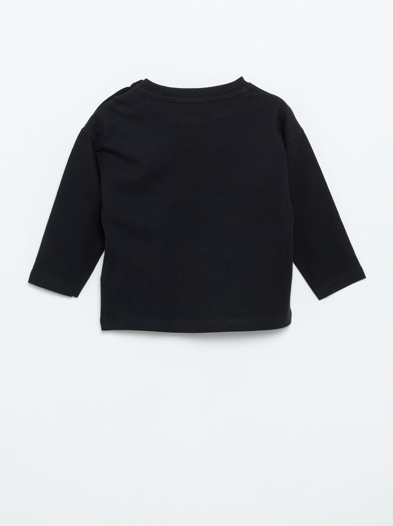 Plain long-sleeved T-shirt Black - Kiabi