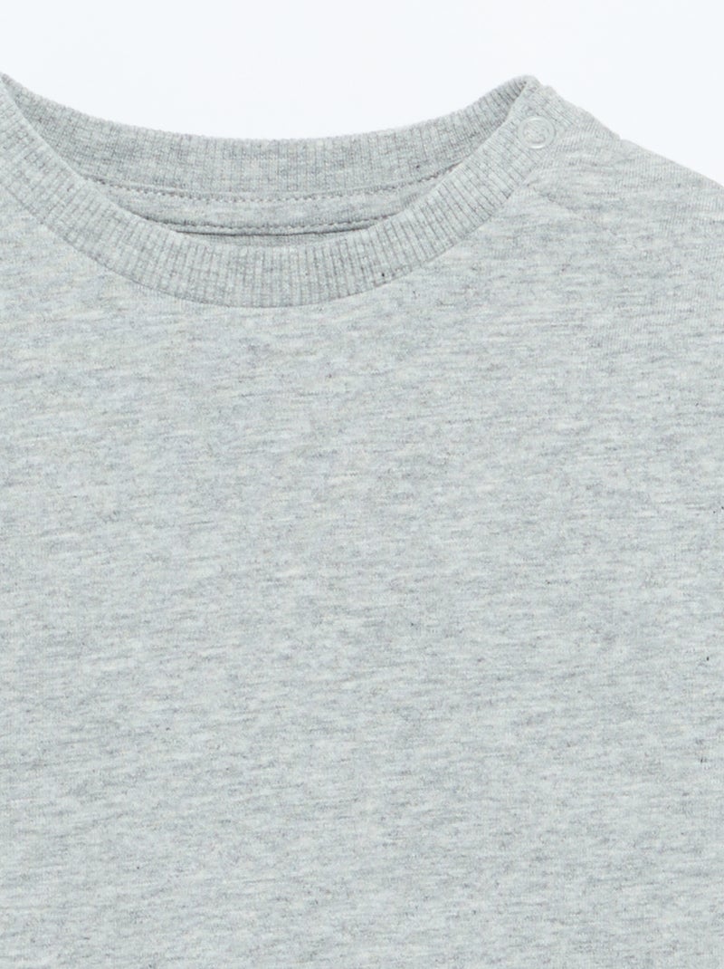 Plain long-sleeved T-shirt Grey - Kiabi