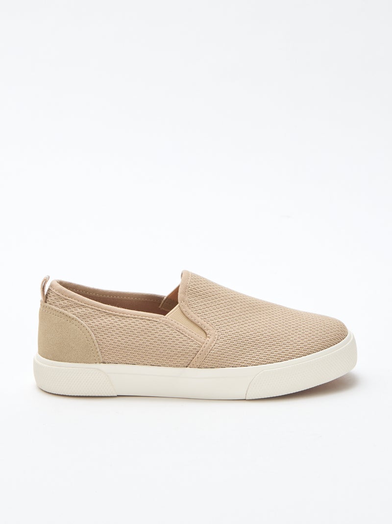 Plain Mesh Slip-On Low-Top Sneakers Beige - Kiabi