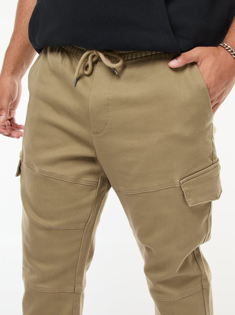 Plain Multi-Pocket Trousers with Elasticated Waistband Green - Kiabi