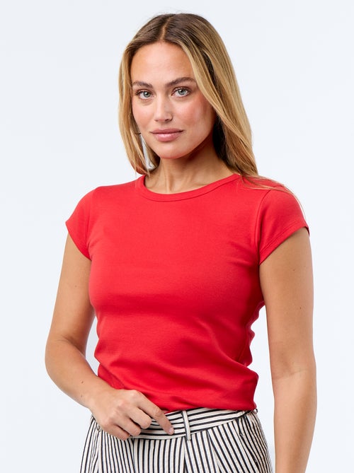 Plain Open-Back Short-Sleeved T-Shirt - Kiabi