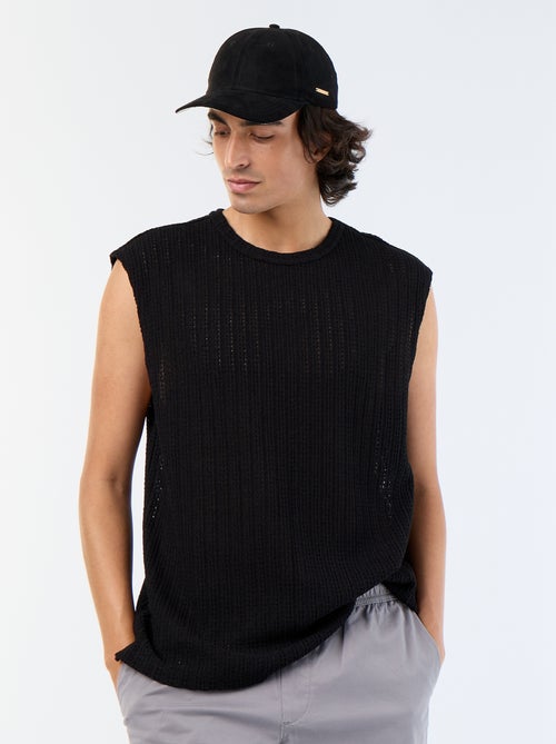 Plain openwork tank top - Kiabi