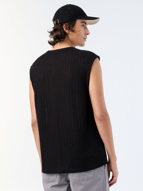 Plain openwork tank top - Kiabi