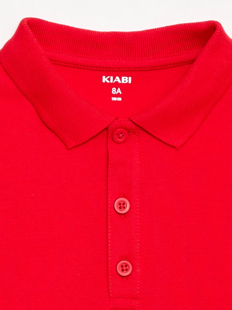 Plain piqué knit polo shirt Red - Kiabi