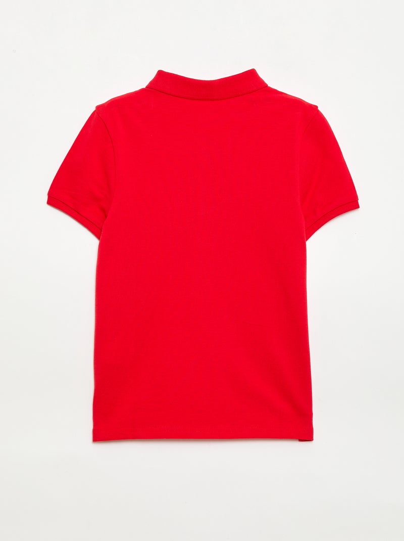 Plain piqué knit polo shirt Red - Kiabi