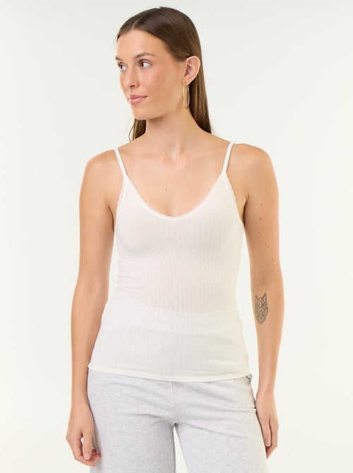 Plain Pointelle Knit Cami Top - Kiabi