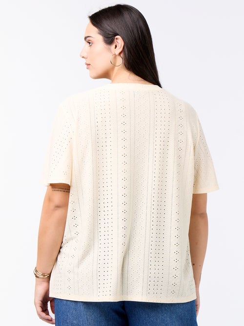Plain pointelle knit t-shirt - Kiabi Plain pointelle knit t-shirt - Kiabi